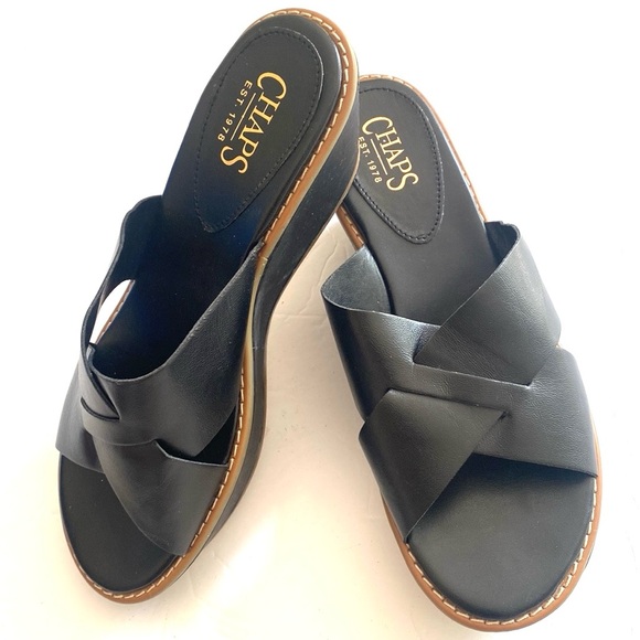 NEW Chaps Caressa Black Wedge Sandals, Size 8, NWOT - Picture 3 of 8